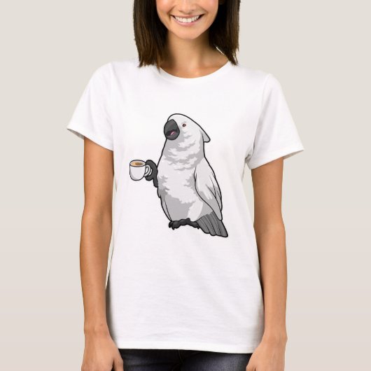 Parrot met beker koffie t-shirt (Voorkant)