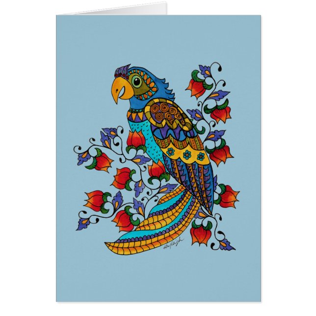 Parrot met bloemen (Voorkant)