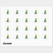 Parrot met Boek Ronde Sticker (Vel)