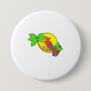 Parrot met Coconut Ronde Button 7,6 Cm