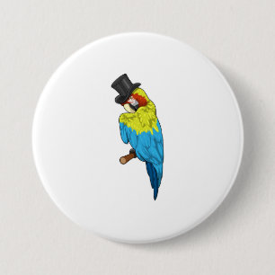 Parrot met Cylinder Ronde Button 7,6 Cm