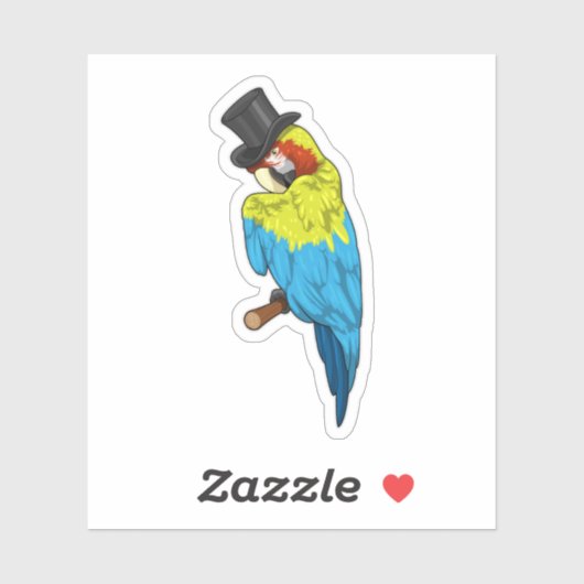 Parrot met Cylinder Sticker (Vel)