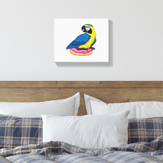 Parrot met Donut Canvas Afdruk (Insitu (Slaapkamer))
