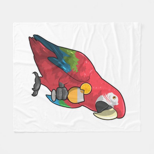 Parrot met glas Oranje sap Fleece Deken (Voorkant (Horizontaal))