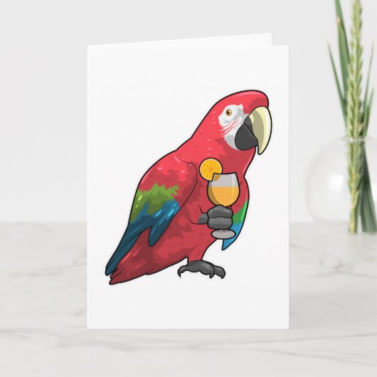 Parrot met glas Oranje sap Kaart (Voorkant)