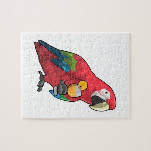 Parrot met glas Oranje sap Legpuzzel (Horizontaal)