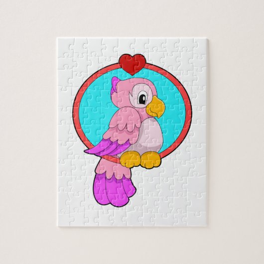 Parrot met hart legpuzzel (Verticaal)