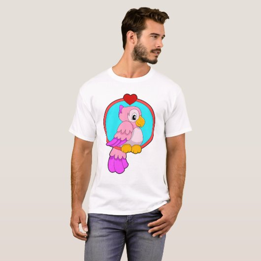 Parrot met hart t-shirt (Voorkant volledig)