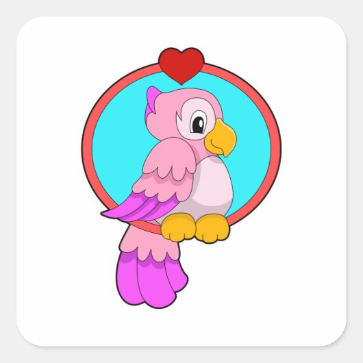 Parrot met hart vierkante sticker