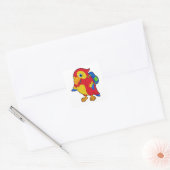 Parrot met rugzak vierkante sticker (Envelop)