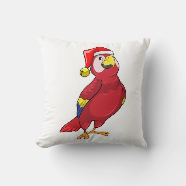 Parrot met Santa hat Kussen (Voorkant)