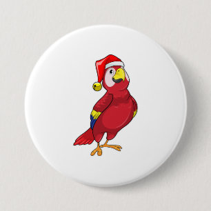 Parrot met Santa hat Ronde Button 7,6 Cm