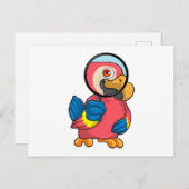 Parrot met vergrootglas briefkaart (Voorkant / Achterkant)