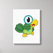 Parrot met vergrootglas canvas afdruk (Voorkant)
