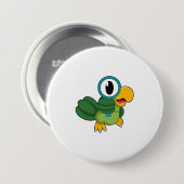 Parrot met vergrootglas ronde button 7,6 cm (Voorkant /achterkant)