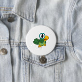 Parrot met vergrootglas ronde button 7,6 cm (In situ)