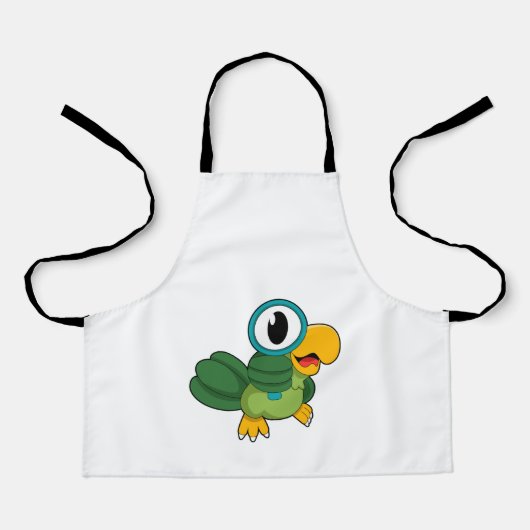 Parrot met vergrootglas schort (Voorkant)