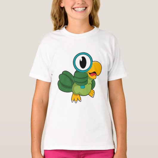 Parrot met vergrootglas t-shirt (Voorkant)