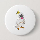 Parrot met wafelijs ronde button 7,6 cm (Voorkant)