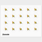 Parrot met worm ronde sticker (Vel)