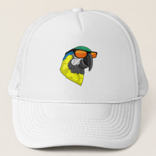 Parrot met zonnebril trucker pet