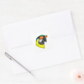 Parrot met zonnebril vierkante sticker (Envelop)