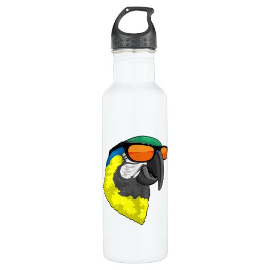 Parrot met zonnebril waterfles  (Voorkant)