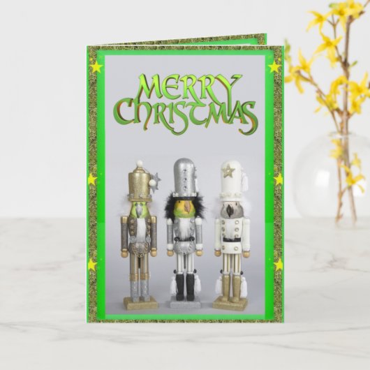 Parrot Nutcracker Christmas Card Kaart (Gele Bloem)