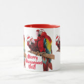 Parrot Oiseaux rouges Joyeux Noël Macaw Mug rouge (Centre)