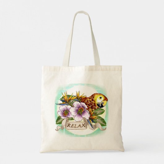 parrot ontspant aangepaste naam canvas tas (Achterkant)