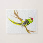 Parrot op een tak. Waterverf schilderen. Legpuzzel (Horizontaal)