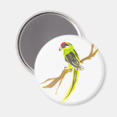 Parrot op een tak. Waterverf schilderen. Magneet (Voorkant / Achterkant)