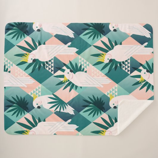 Parrot op Palm 1 Sherpa Deken (Voorkant (horizontaal))