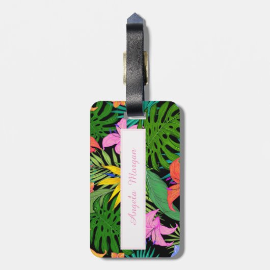 Parrot, palmbladeren, op basis van kilogram gepers bagagelabel (Achterkant verticaal)