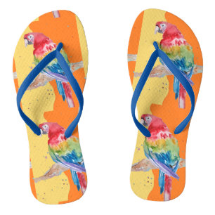 Parrot Parrots Tropical Macaw Bird Oraange Mannen Teenslippers