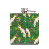 Parrot Patroon met palmbladeren Heupfles (Achterkant)