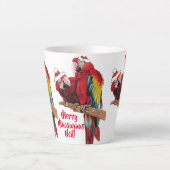 Parrot Rouge Joyeux Noël Macaw Latte Mug (Devant)