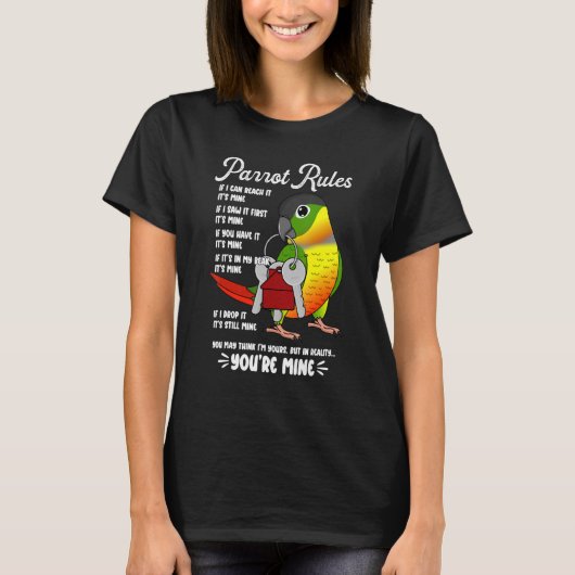 Parrot Rules It's Mine I Yellow-side Green Cheek T-shirt (Voorkant)