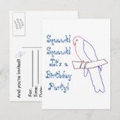 Parrot Theenmaal Party Invite Briefkaarten (Voorkant / Achterkant)