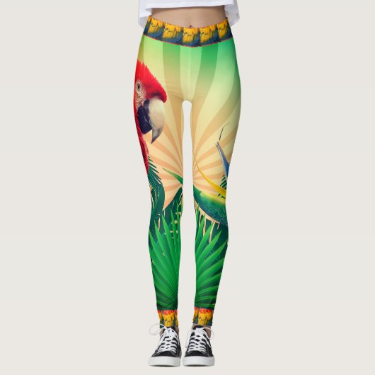 Parrot Tropical Island Palm Oerwoud Legging (Voorkant)