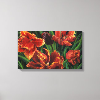 "Parrot Tulips Triptych Canvas Print" Afdruk