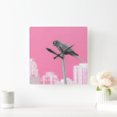 ~Parrot~ WALL CLOCK, PINK, AANPASSEN HET! Vierkante Klok (Huis)