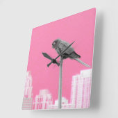 ~Parrot~ WALL CLOCK, PINK, AANPASSEN HET! Vierkante Klok (Hoek)
