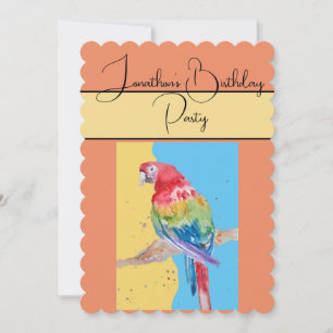 Parrot Waterverf Boys Verjaardagsfeestje Uitnodigi Kaart