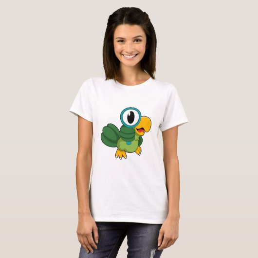 Parrot with Magnifying glass T-shirt (Voorkant volledig)