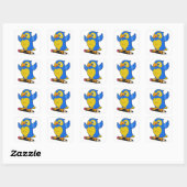 Parrot with Pencil Vierkante Sticker (Vel)