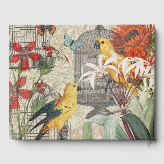 Parrot Yellow Tropical Antiek Flower Gastenboek (Achterkant)