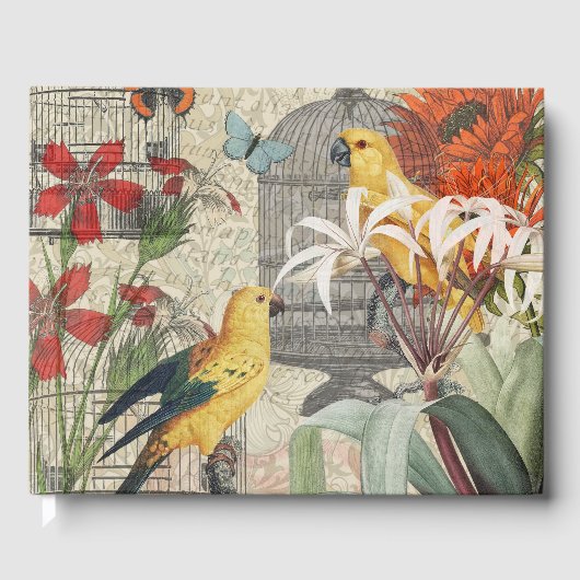 Parrot Yellow Tropical Antiek Flower Gastenboek (Voorkant)