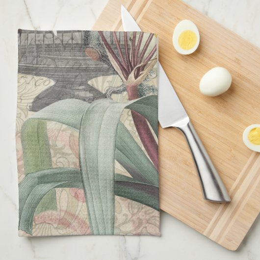 Parrot Yellow Tropical Antiek Flower Theedoek (Quarter Fold)