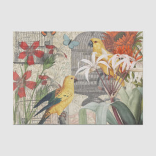 Parrot Yellow Tropical Antiek Flower Tissuepapier